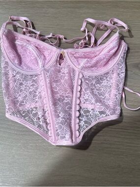 Romantic Pink Lace Bustier Corset Top